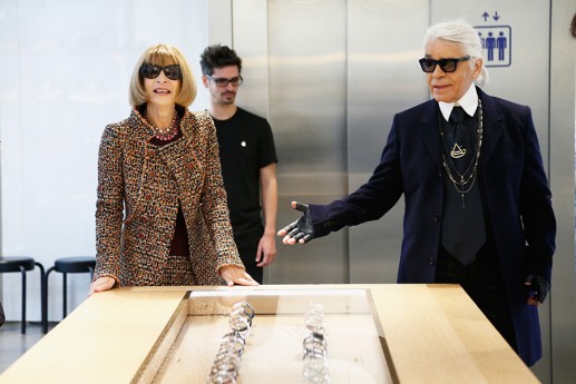 Anna Wintour e Karl Lagerfeld  alla presentazione Apple Watch presso Colette Parigi