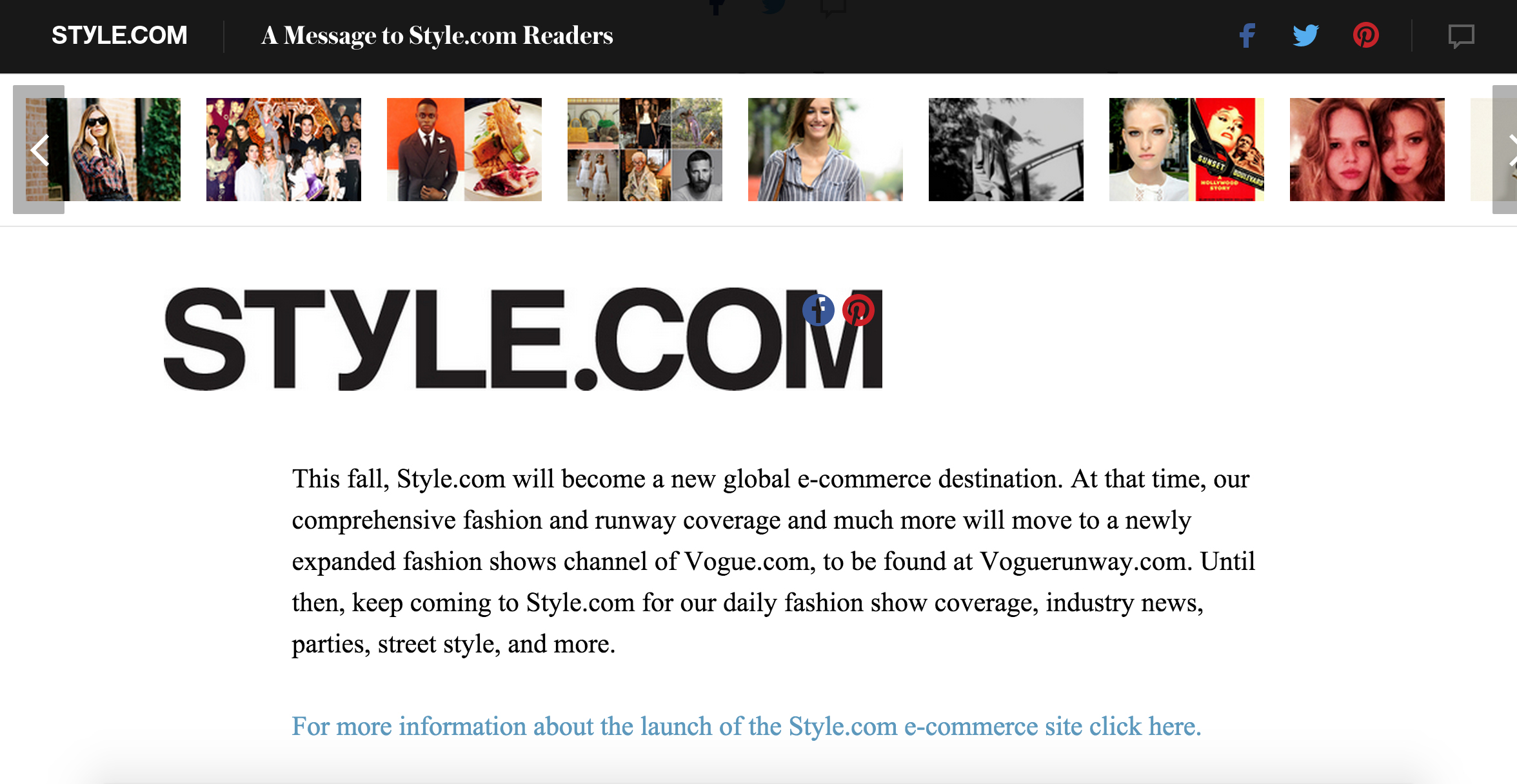style.com Annuncio ufficiale Conde Nast