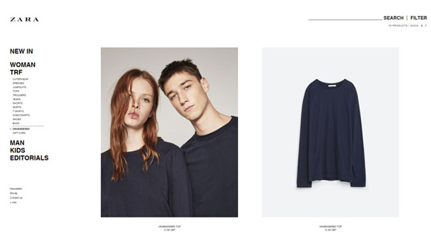 Zara online collezione genderless